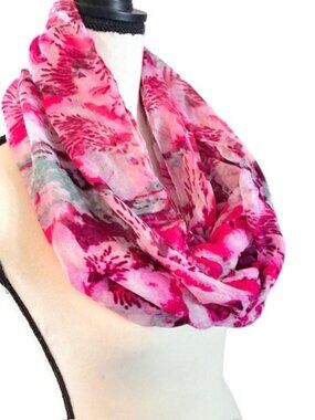 New Directions Pink & Teal Floral Loop Scarf
